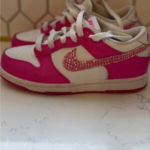 Kids Nike Dunks Pink with Crystals